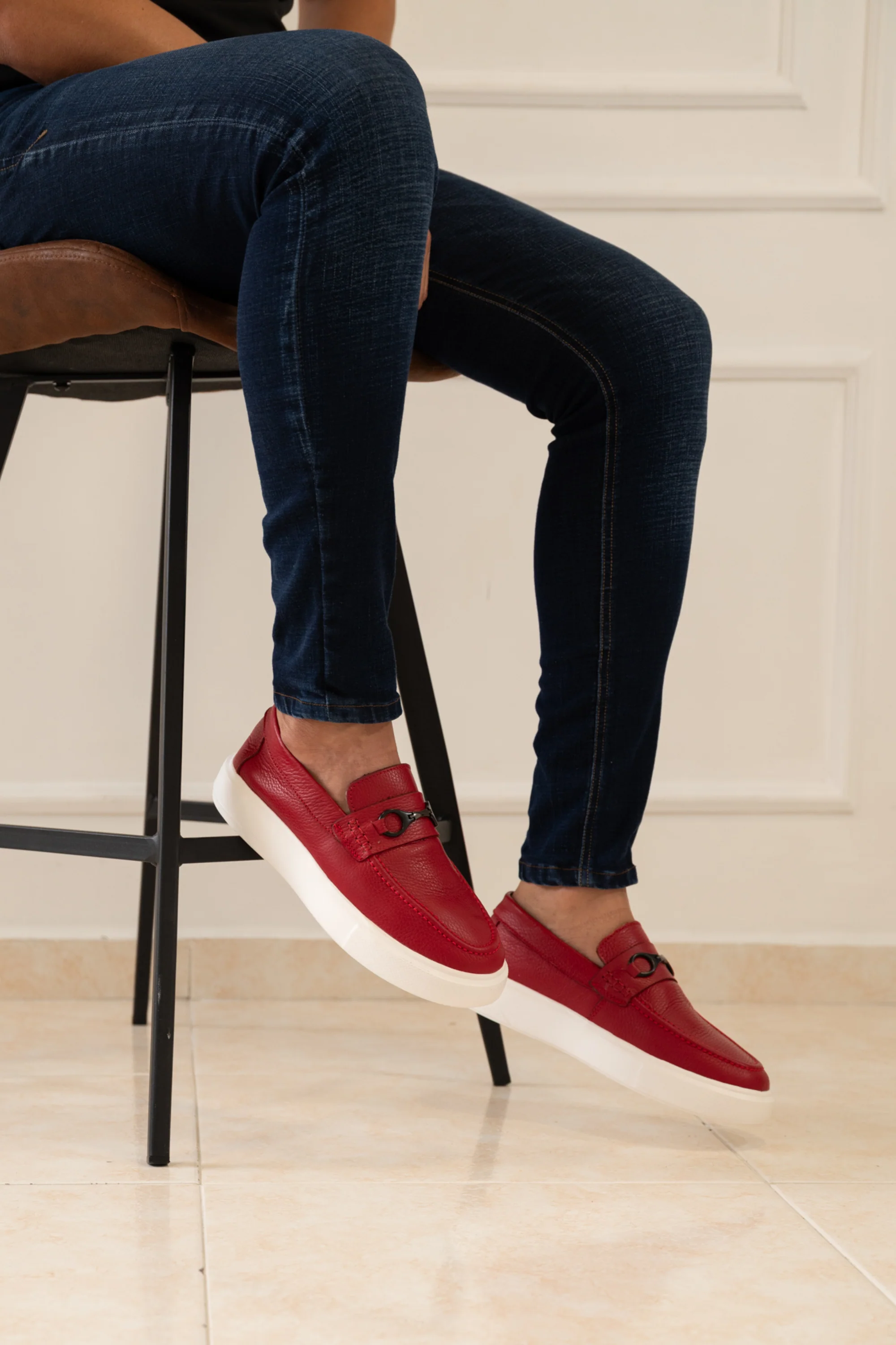 MOCASINES PARA HOMBRE EN CUERO COLOR ROJO / REF: FLOTER BENEVENTO - Image 4