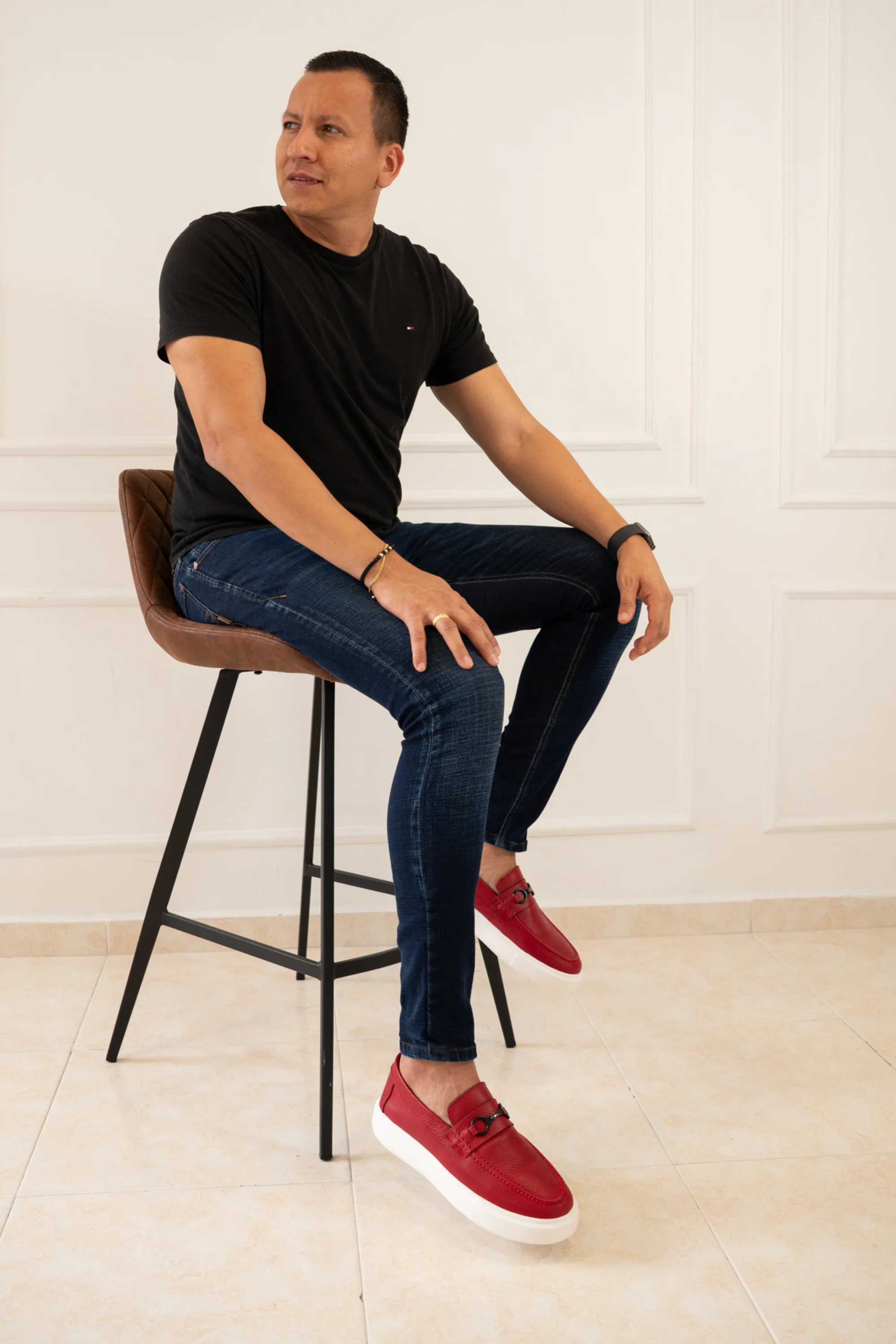 MOCASINES PARA HOMBRE EN CUERO COLOR ROJO / REF: FLOTER BENEVENTO - Image 5