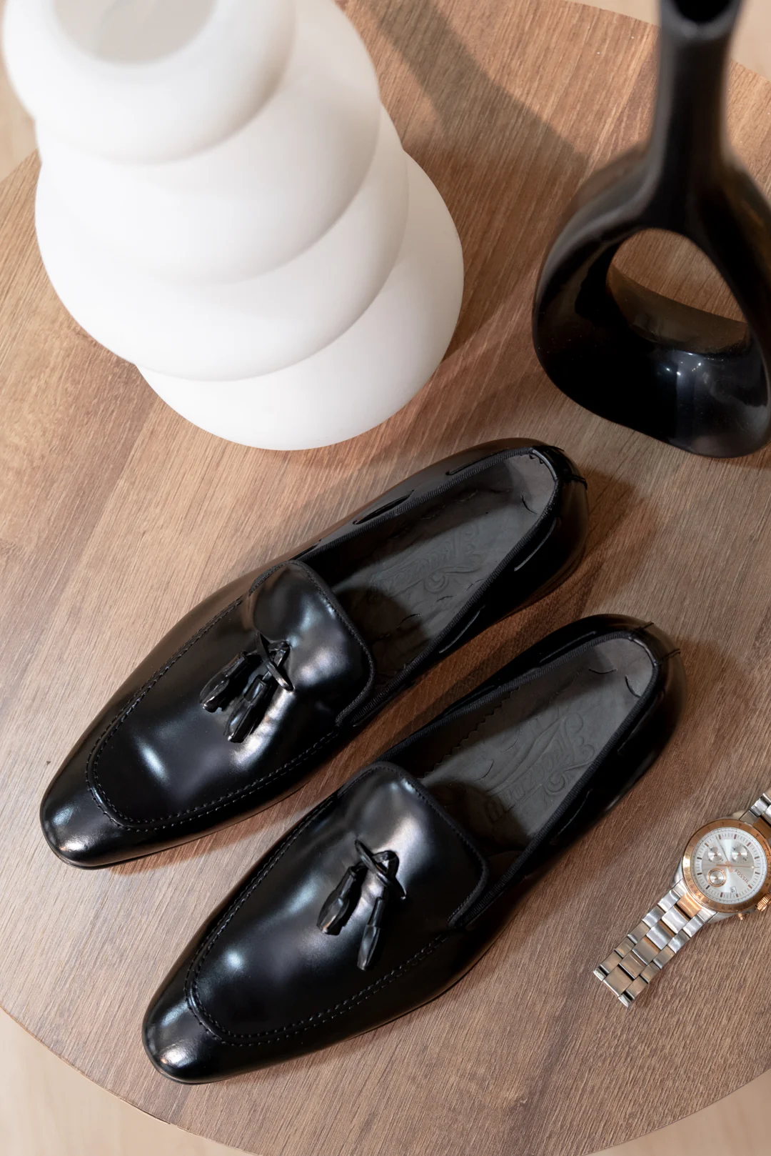 SLIPPERS BASILIO EN CUERO NEGRO BRILLANTE PARA HOMBRE  / REF: LUZ 1707 - Image 3