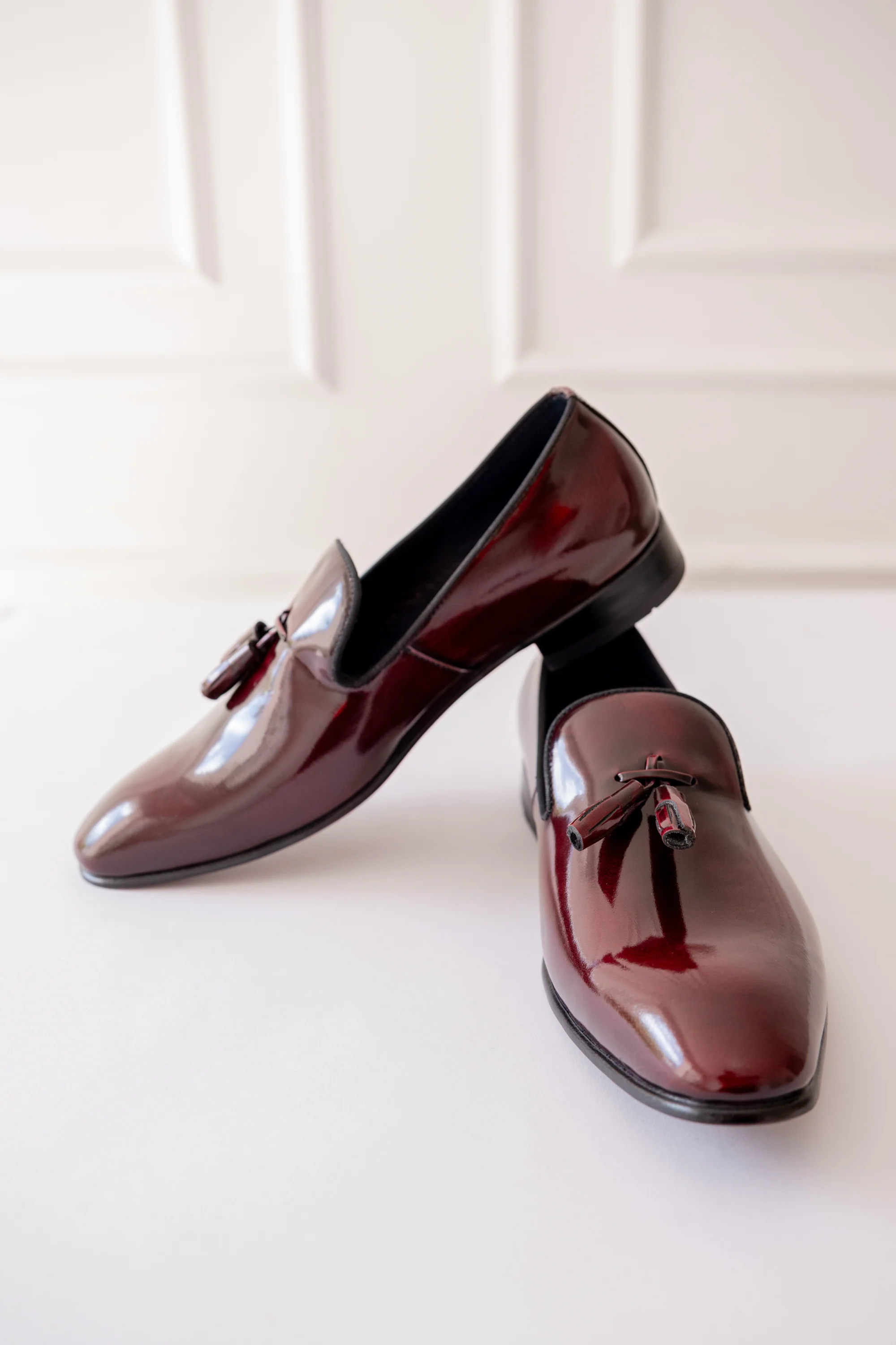 SLIPPERS BASILIO EN CUERO BRILLANTE VINOTINTO PARA HOMBRE  / REF: LUZ 1707 - Image 3