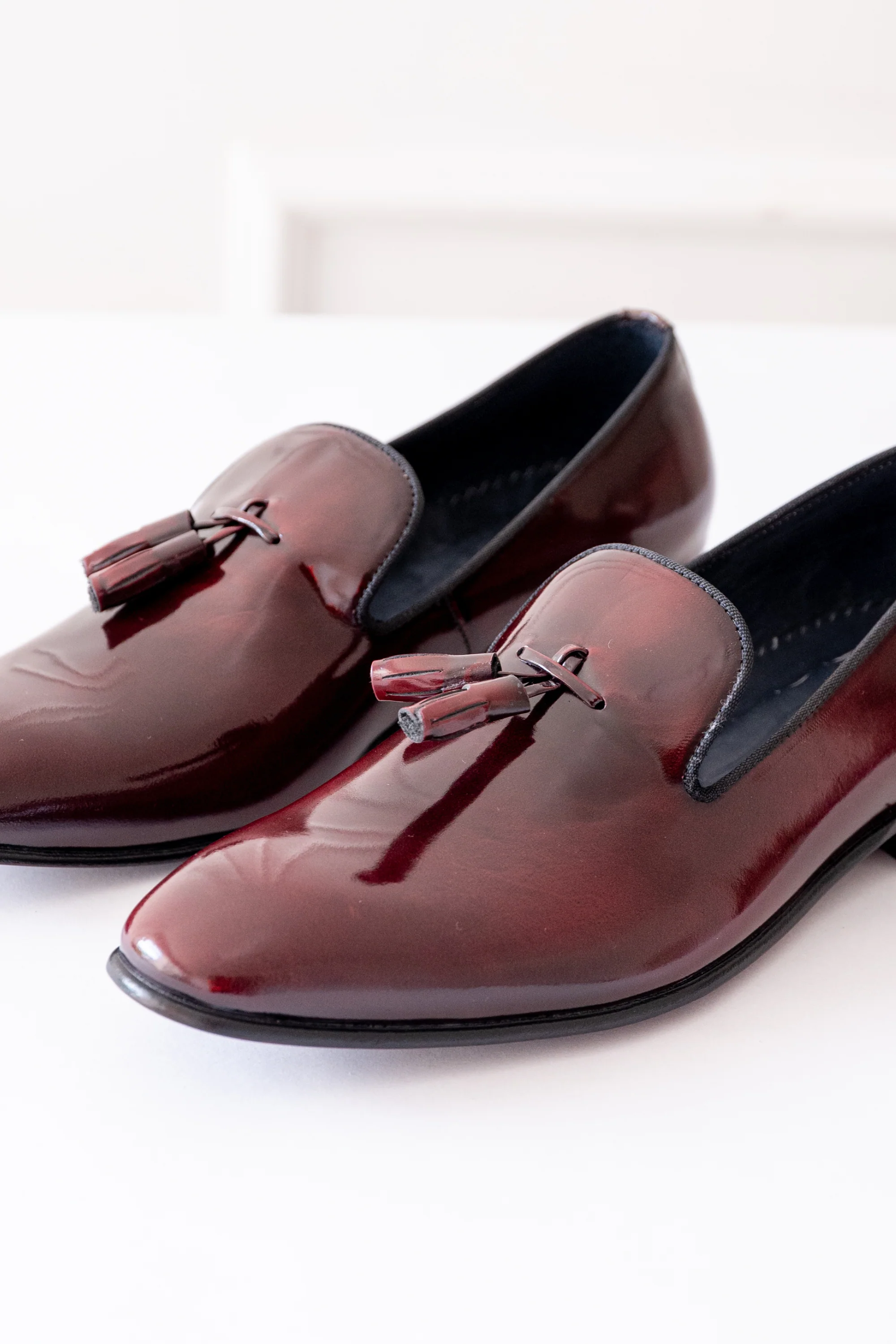 SLIPPERS BASILIO EN CUERO BRILLANTE VINOTINTO PARA HOMBRE  / REF: LUZ 1707 - Image 4