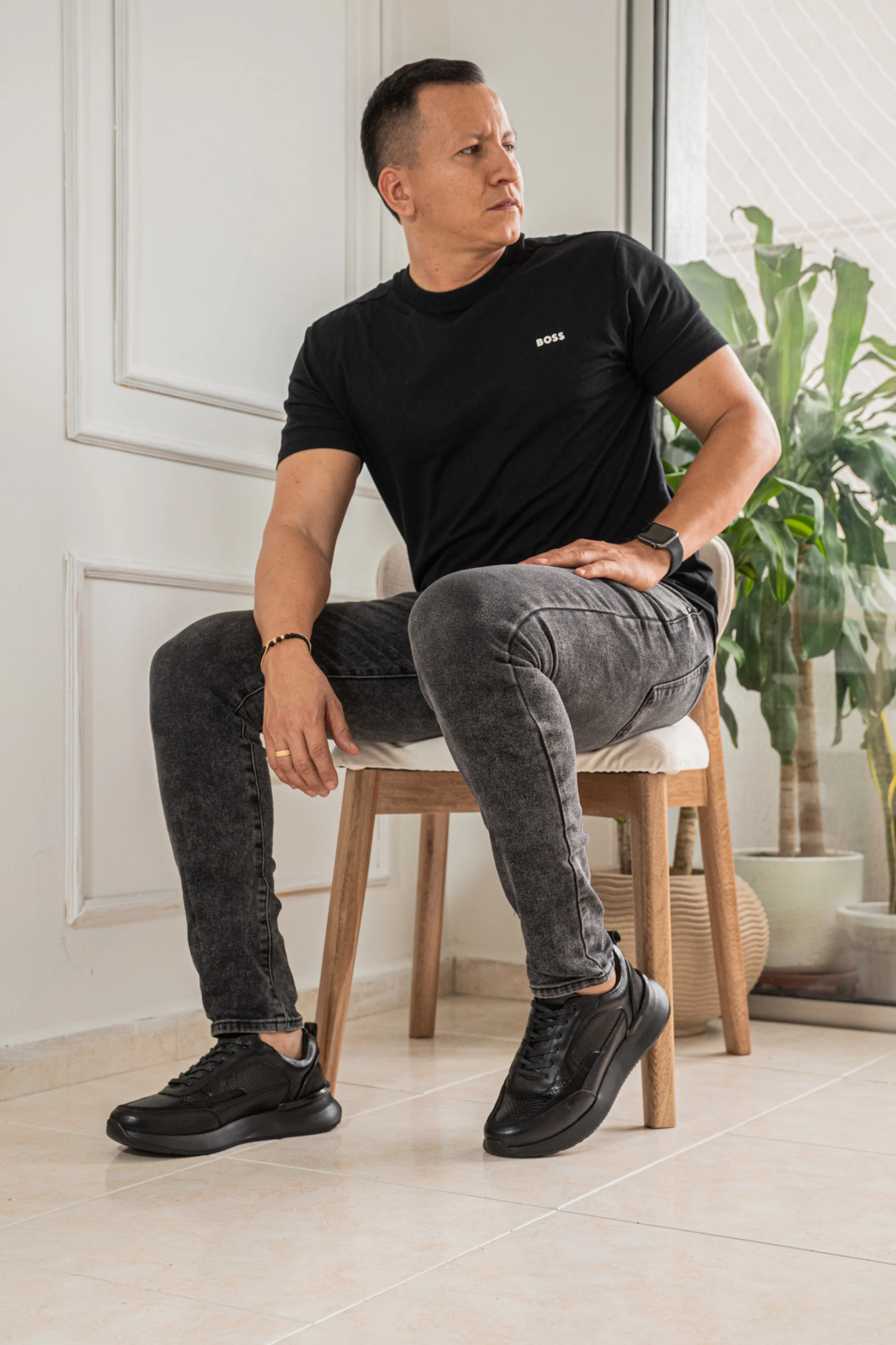 TENIS PARA HOMBRE EN CUERO NEGRO X NEGRO REF: VERONA 3205 - Image 4